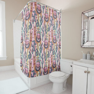 Llamas On Stripes Pattern