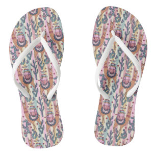 Llamas On Stripes Pattern Flip Flops