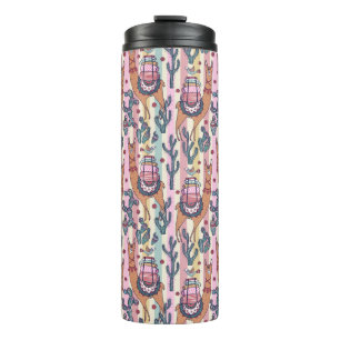 Llamas On Stripes Pattern Thermal Tumbler
