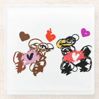 Llamas valentine's day glass coaster