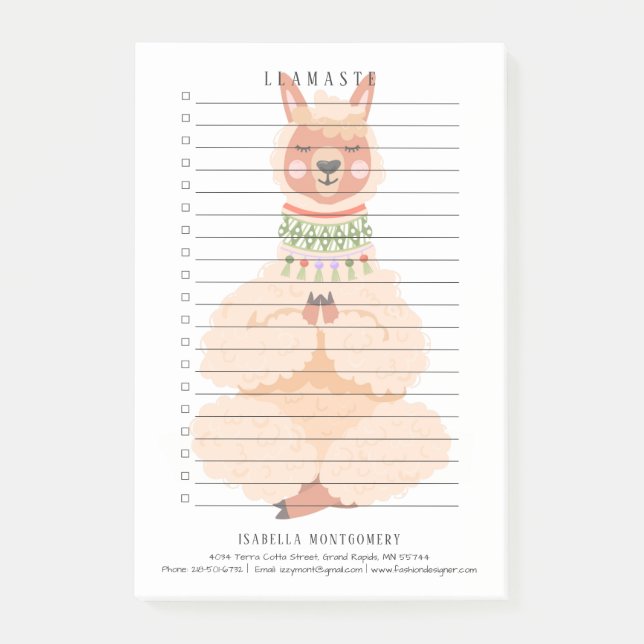 Llamaste | Funny Llama Personalized Post-it Notes (Front)