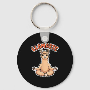 Llamaste Funny Meditating Llama Cute Yoga Animal D Keychain