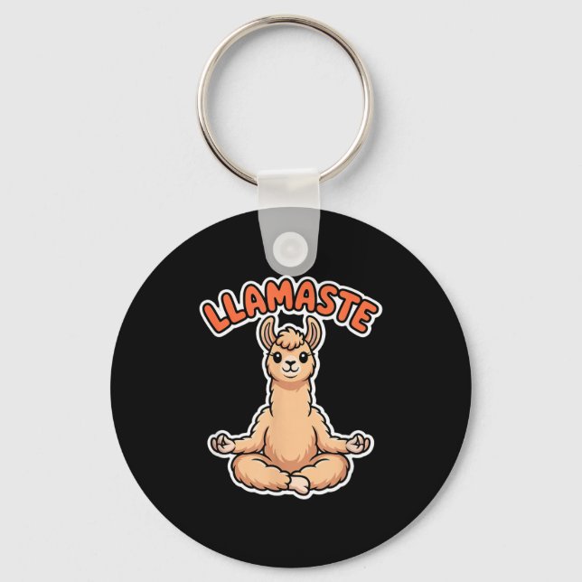Llamaste Funny Meditating Llama Cute Yoga Animal D Keychain (Front)