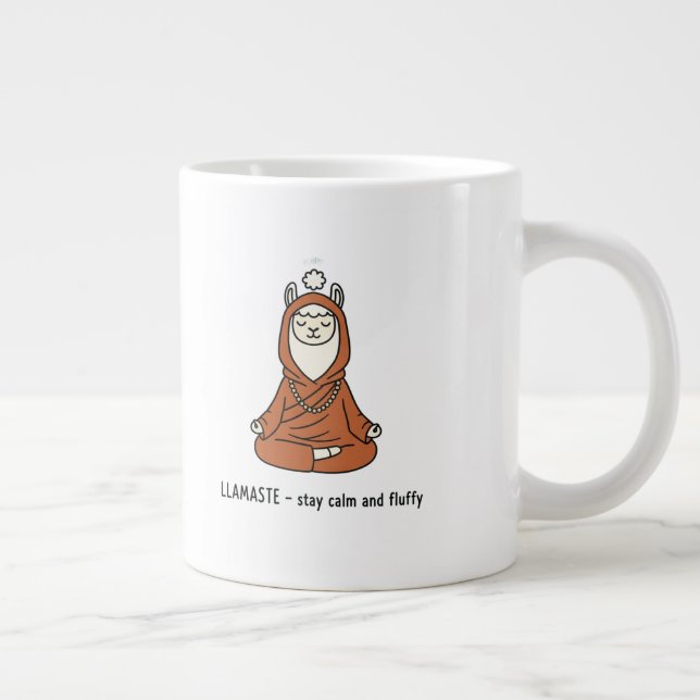 "Llamaste - stay calm and fluffy" Large Coffee Mug (Right)