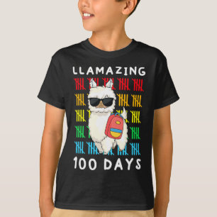 Llamazing 100 Days Of School Kids Llama Teacher 10 T-Shirt