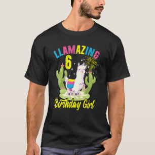 Llamazing 6th Birthday Girl Llama Lover T-Shirt