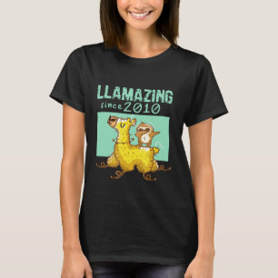 Llamazing Since 2010 Birthday Llama Dabbing Sloth  T-Shirt