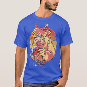 Llame Llama with coffee bored Llama T-Shirt
