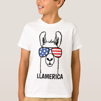 Llamerica, Funny Lllama kids shirt, 4th of July T-Shirt