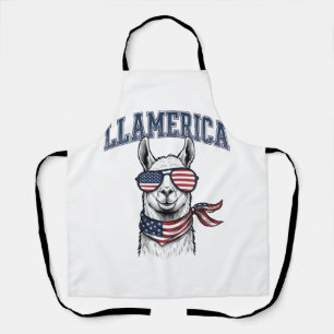 Llamerica Patriotic Llama Vintage Engraving T-Shir Apron