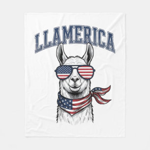 Llamerica Patriotic Llama Vintage Engraving T-Shir Fleece Blanket