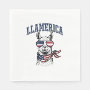 Llamerica Patriotic Llama Vintage Engraving T-Shir Napkin