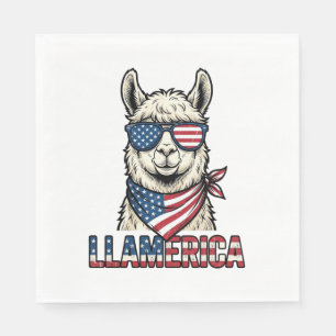 Llamerica Patriotic Llama Vintage Vector Design_1 Napkin