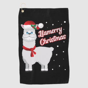 Llamerry Merry Christmas Llama Santa Claus Golf Towel