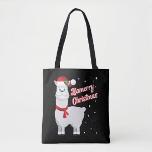 Llamerry Merry Christmas Llama Santa Claus Tote Bag