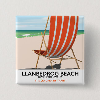 Llanbedrog Beach, Gwynedd Wales seaside poster 2 Inch Square Button