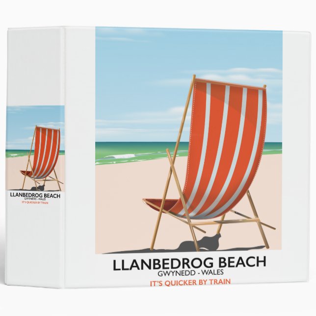 Llanbedrog Beach, Gwynedd Wales seaside poster Binder (Front/Spine)