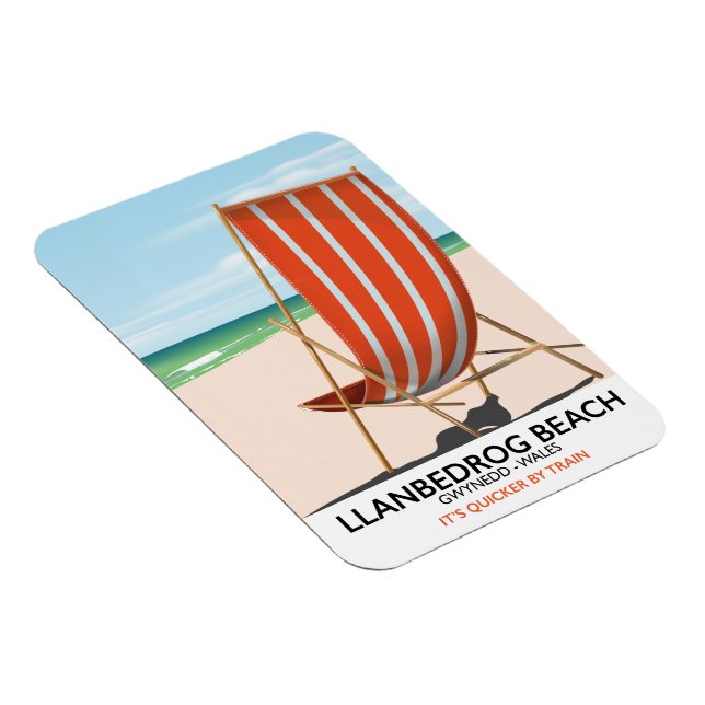 Llanbedrog Beach, Gwynedd Wales seaside poster Magnet (Right Side)