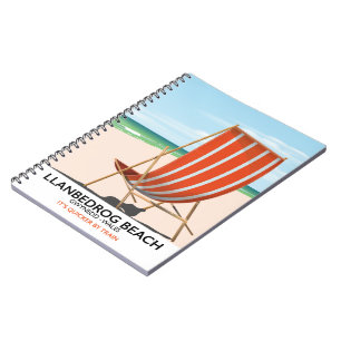 Llanbedrog Beach, Gwynedd Wales seaside poster Notebook