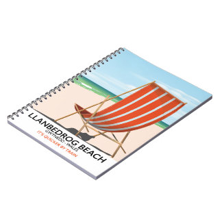 Llanbedrog Beach, Gwynedd Wales seaside poster Notebook