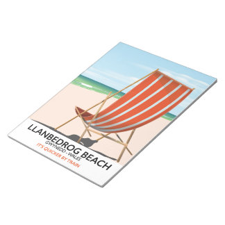 Llanbedrog Beach, Gwynedd Wales seaside poster Notepad
