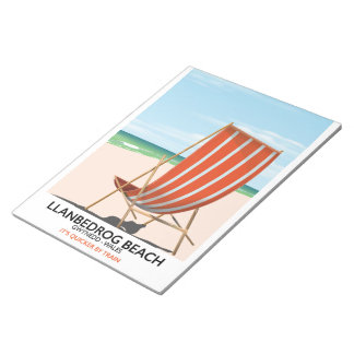 Llanbedrog Beach, Gwynedd Wales seaside poster Notepad