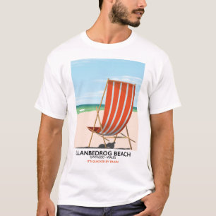 Llanbedrog Beach, Gwynedd Wales seaside poster T-Shirt