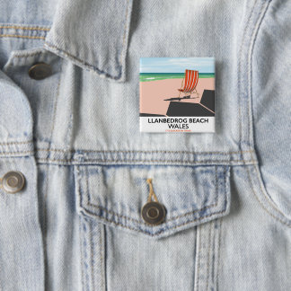 Llanbedrog beach Wales beach travel poster 2 Inch Square Button
