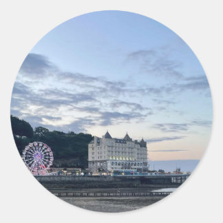 Llandudno Pier at Dusk Classic Round Sticker