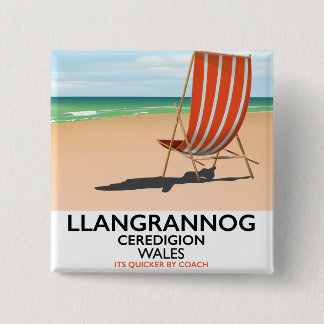 Llangrannog, Ceredigion Wales beach poster 2 Inch Square Button