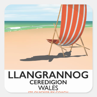 Llangrannog, Ceredigion Wales beach poster Square Sticker
