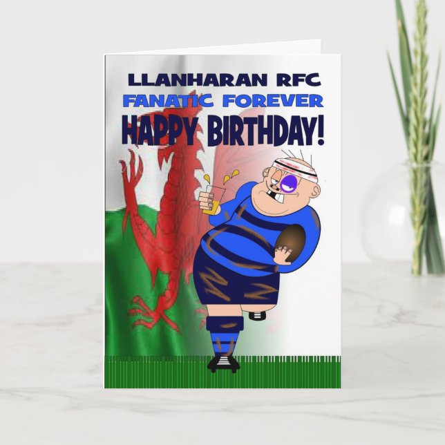 Llanharan RFC Fanatic Forever Rugby Birthday Card (Front)