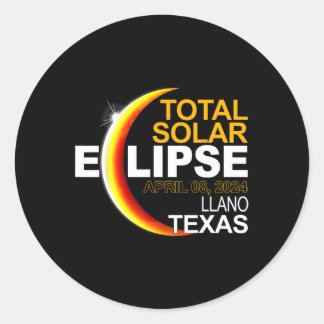 Llano Solar Eclipse 2024 Totality April 8  Classic Round Sticker
