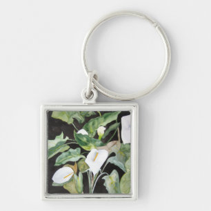 Llavero tipo chapa con acuarela alcatraces keychain