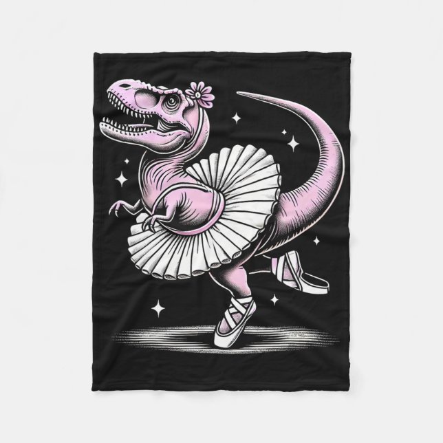 Llet Dancing T-rex In Tutu And Slippers  Fleece Blanket (Front)
