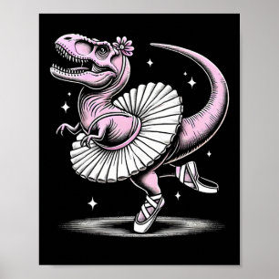 Llet Dancing T-rex In Tutu And Slippers  Poster