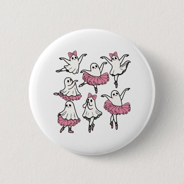 Llet Ghost Dancer Cute Boo Dancing Halloween  2 Inch Round Button (Front)