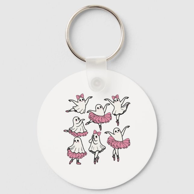 Llet Ghost Dancer Cute Boo Dancing Halloween  Keychain (Front)