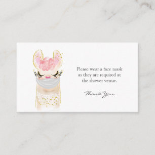 Lllama Face Mask Request Baby Shower Enclosure Card