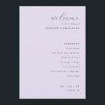 ___LLMGEN___ 27 PROGRAM<br><div class="desc">This elegant wedding program features a soft, pastel lavender background that exudes sophistication and romance. The design is minimalist with clean lines and an understated yet sophisticated typography style, creating a timeless and classic look perfect for a memorable celebration. Ideal for couples seeking a refined and intimate atmosphere, this program...</div>
