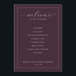 ___LLMGEN___ 45 PROGRAM<br><div class="desc">This elegant wedding program features a sophisticated maroon background with an understated yet refined script typography that adds a touch of timeless charm. The layout is clean and structured, guiding guests through the ceremony's key moments in a graceful manner. Perfect for couples seeking a classic and polished aesthetic, this design...</div>