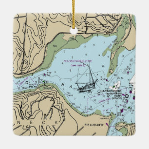 Lloyd Harbour NY Nautical Chart Ceramic Ornament