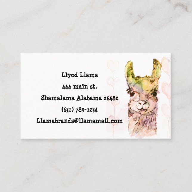 Lloyd llama Standard, 3.5" x 2.0" Business Card (Front)