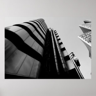 Lloyds Building central London black and white Poster