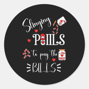 Lls Heart Funny Pharmacist Life Valentines Day Classic Round Sticker