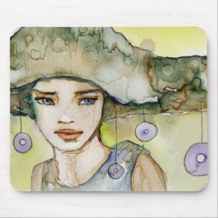 llustration of a beautiful, delicate  girl mouse pad