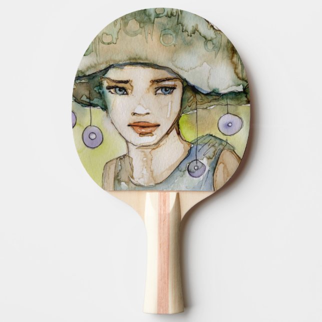 llustration of a beautiful, delicate  girl ping pong paddle (Front)