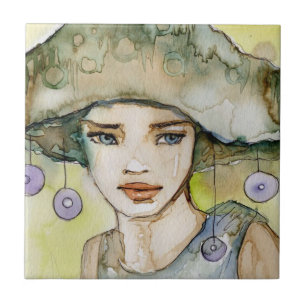 llustration of a beautiful, delicate  girl tile