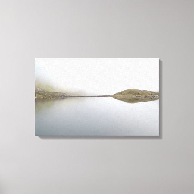 Llyn Llydaw in the rising mist in Snowdonia Canvas Print (Front)