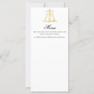 LM or ML monogram antique vintage menu card gold